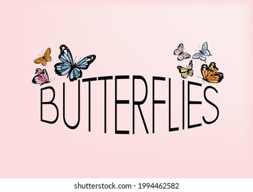butterfly lettering hand drawn design