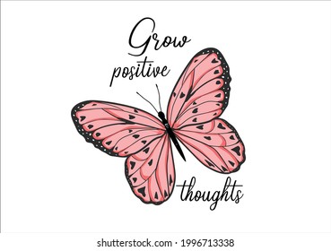 butterfly lettering hand drawn vector