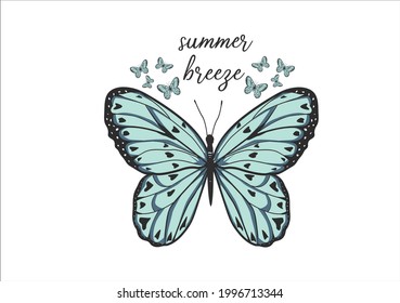 butterfly lettering hand drawn vector