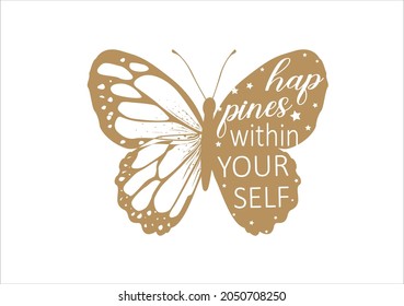 butterfly lettering hand drawn vector