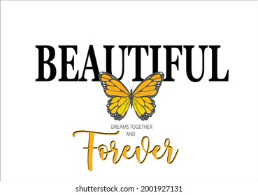 butterfly lettering vector art design hand drawn