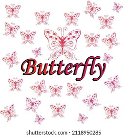 Butterfly letters for print. Vector T-shirt fashion design.