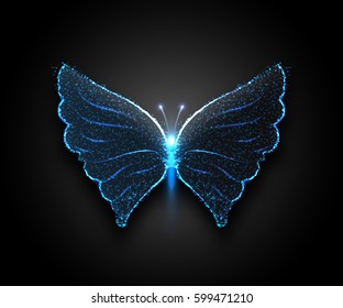 Butterfly from light particles. Vector illustration