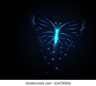 Butterfly from light particles. Vector illustration