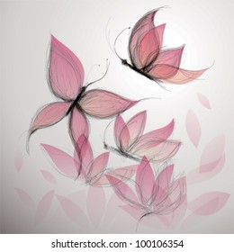 Butterfly like flower / Surreal floral background