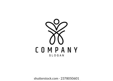 Diseño de logotipo abstracto de línea de mariposa