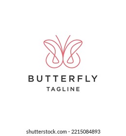 Butterfly line animal logo flat vector template