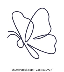 Butterfly in line art Contemporary insect abstract drawing. Vector illustration