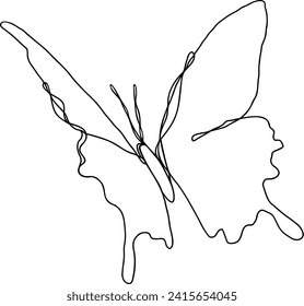 Butterfly Line Art | Continuous Line Design | Fluttering Flying Wings | Vector Illustration