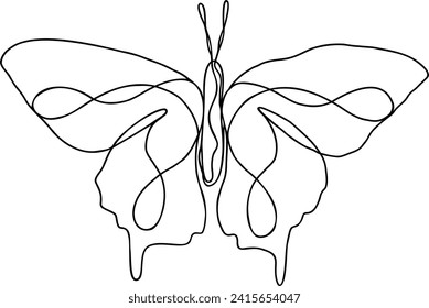 Butterfly Line Art | Continuous Line Design | Fluttering Flying Wings | Vector Illustration