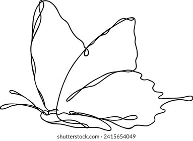 Butterfly Line Art | Continuous Line Design | Fluttering Flying Wings | Vector Illustration