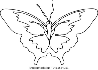 Butterfly Line Art | Continuous Line Design | Fluttering Flying Wings | Vector Illustration