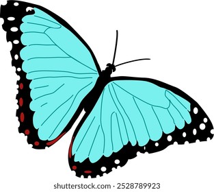 Butterfly line art in cyan blue color design for product logo, tattoo art, unique creative wall decoration for world wildlife day