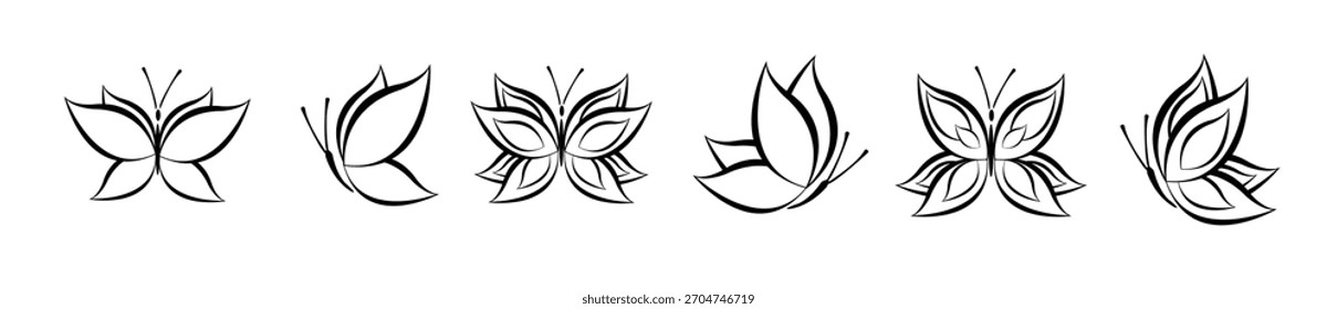 Ilustración vectorial de diseño de arte de línea de mariposa