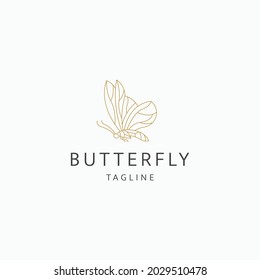 Butterfly line art elegant luxury logo icon design template flat vector