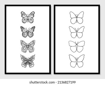 Butterfly line art Hand drawn. Illustration about Nature line art.