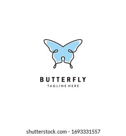 Butterfly line art logo design vector outline monoline icon illustration