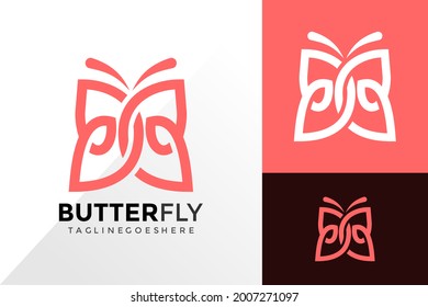 Butterfly Line Art Logo Design  Brand Identity Logos Designs Vector Illustration Template