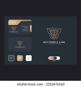 butterfly line art logo design template