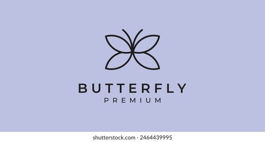 butterfly line art logo vector symbol minimal illustration design, butterfly geometric logo icon design