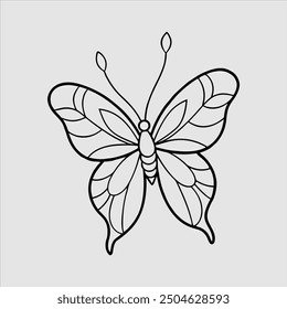 butterfly line art silhouette illustration vector