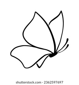 Butterfly line art. Simple minimal butterfly line tattoo icon logotype