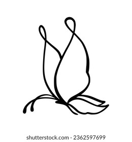 Butterfly line art. Simple minimal butterfly line tattoo icon logotype
