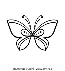 Butterfly line art. Simple minimal butterfly line tattoo icon logotype