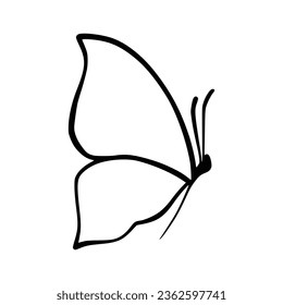 Butterfly line art. Simple minimal butterfly line tattoo icon logotype