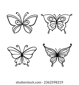 Butterfly line art. Simple minimal butterfly line tattoo icon logotype