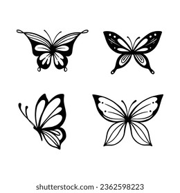 Butterfly line art. Simple minimal butterfly line tattoo icon logotype