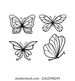 Butterfly line art. Simple minimal butterfly line tattoo icon logotype