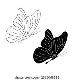 Butterfly line art. Simple minimal butterfly line tattoo icon logotype vector illustration

