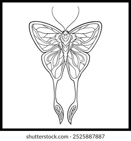 Schmetterling Linie Kunst. Einfache minimale Schmetterling Linie Tattoo Symbol-Logo. Schmetterling schwarz-weiß Illustration weißen Hintergrund. Schmetterling Malbuch