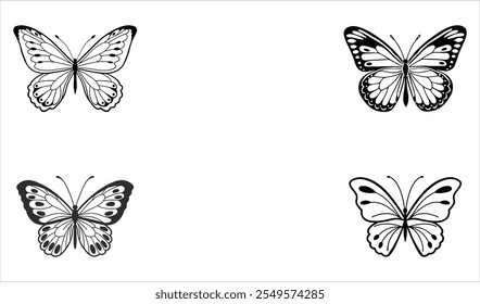 Borboleta linha arte. Simples mínimo borboleta linha tatuagem ícone logotipo