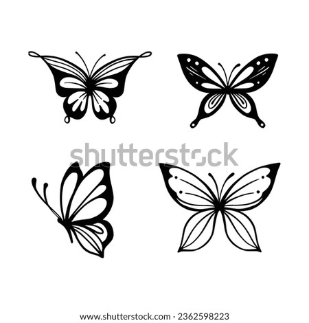 Butterfly line art. Simple minimal butterfly line tattoo icon logotype