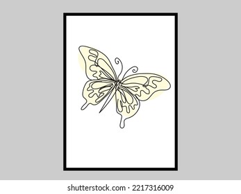 Butterfly line art. Butterfly vector line art illustration. Flying butterfly. Beautiful Frame work.