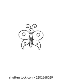  Butterfly line art vector isolated on white background. butterfly Coloring Page Isolated for Kids. for home decor such as posters, wall art, tote bag, t-shirt print, sticker, mobile case
