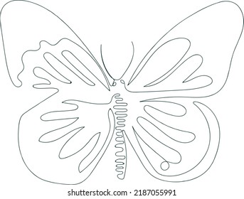 Butterfly line background. One line drawing background. Continuous line drawing of flying butterfly. Vector illustration.