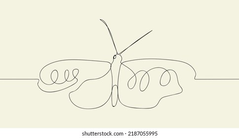 Butterfly line background. One line drawing background. Continuous line drawing of flying butterfly. Vector illustration.