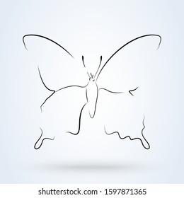 butterfly line beautiful vector, Simple modern icon design illustration.