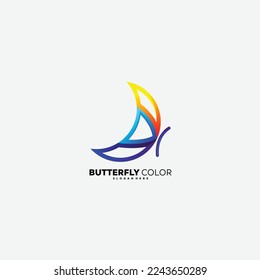 butterfly line design gradient colorful