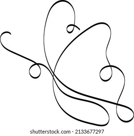 Butterfly line design silhouette. Hand drawn minimalism style vector illustration