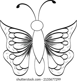 Butterfly line design silhouette. Hand drawn minimalism style vector illustration
