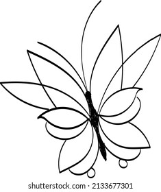 Butterfly line design silhouette. Hand drawn minimalism style vector illustration