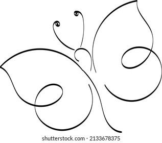 Butterfly line design silhouette. Hand drawn minimalism style vector illustration