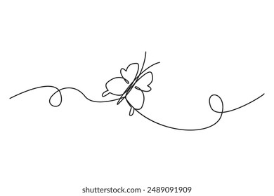 Butterfly line drawing. Continuous line art. Minimalist insect sketch. Vector illustration.