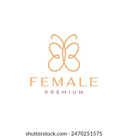 butterfly line feminine minimalist logo design vector