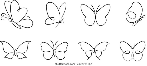 Butterfly line hand painted simple lines