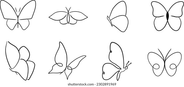 Butterfly line hand painted simple lines